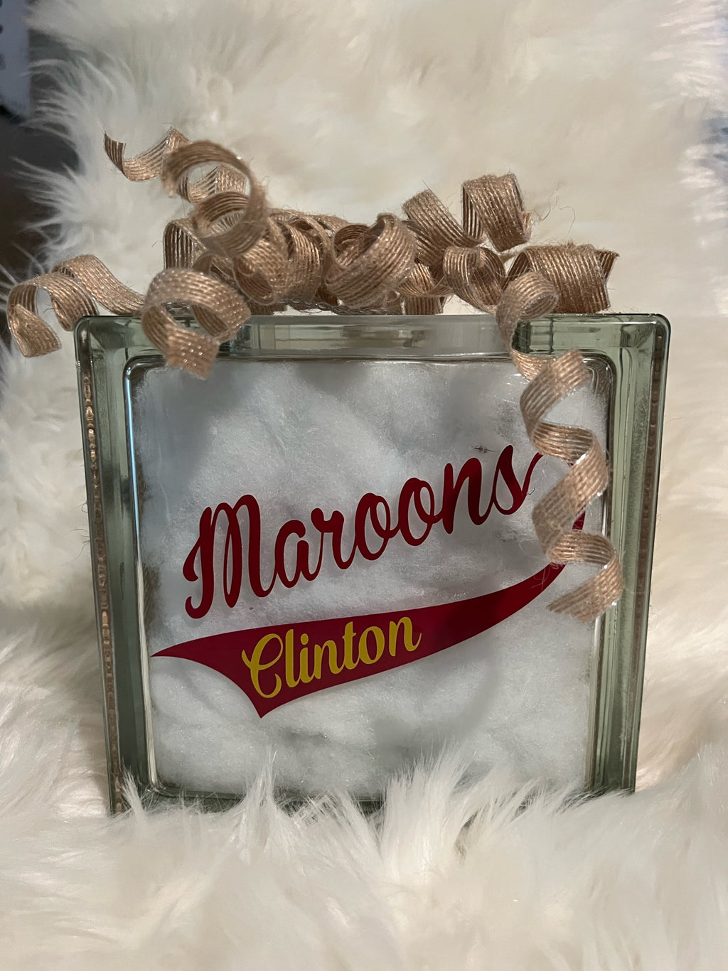 🏡Clinton Maroons Illinois Glass Block 💙