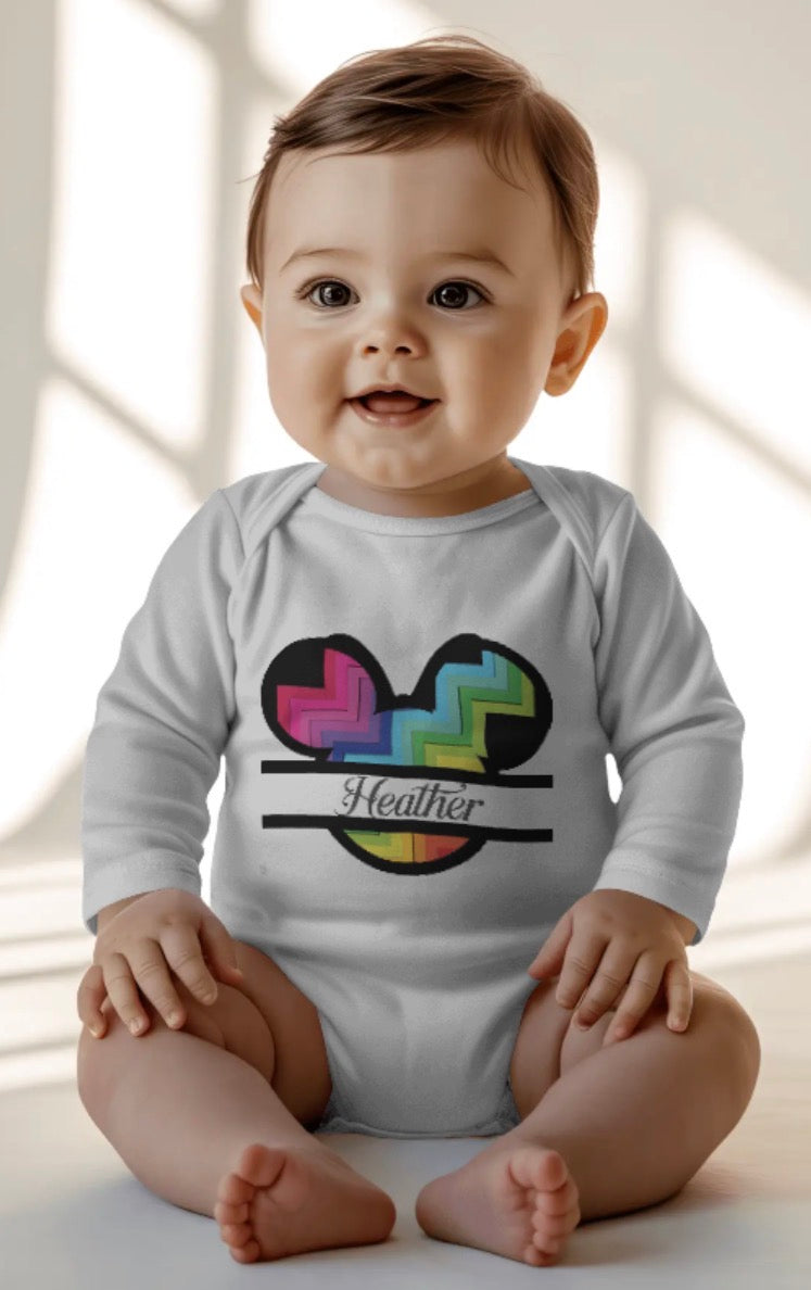 💃Rainbow Minnie Mouse with Name Apparel💖