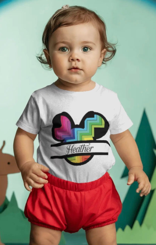 💃Rainbow Minnie Mouse with Name Apparel💖
