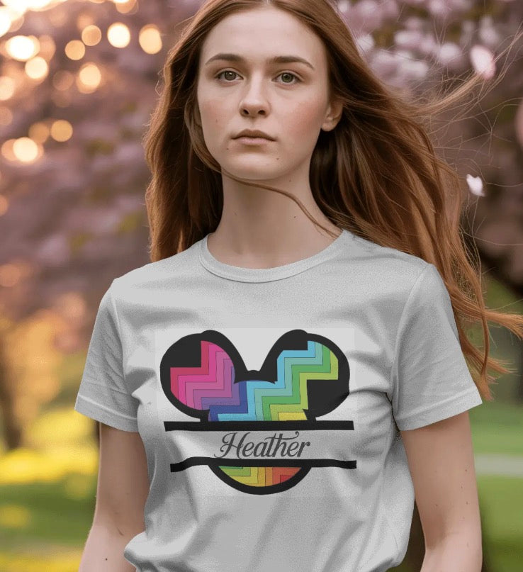 💃Rainbow Minnie Mouse with Name Apparel💖