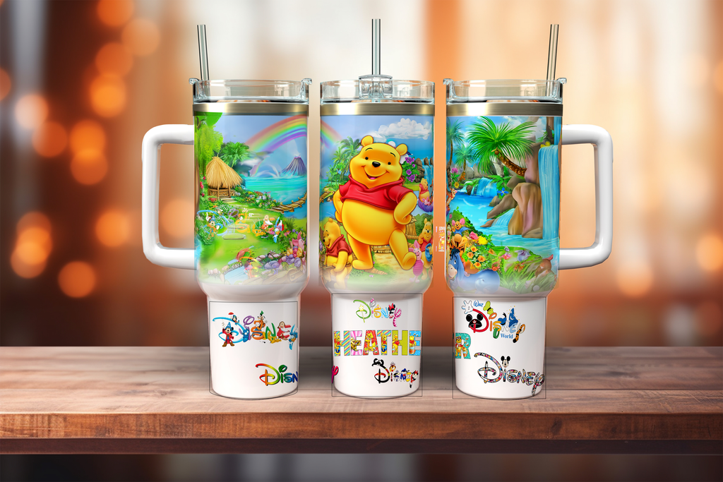 🥤Pooh Bear Tropical Paradise Tumbler