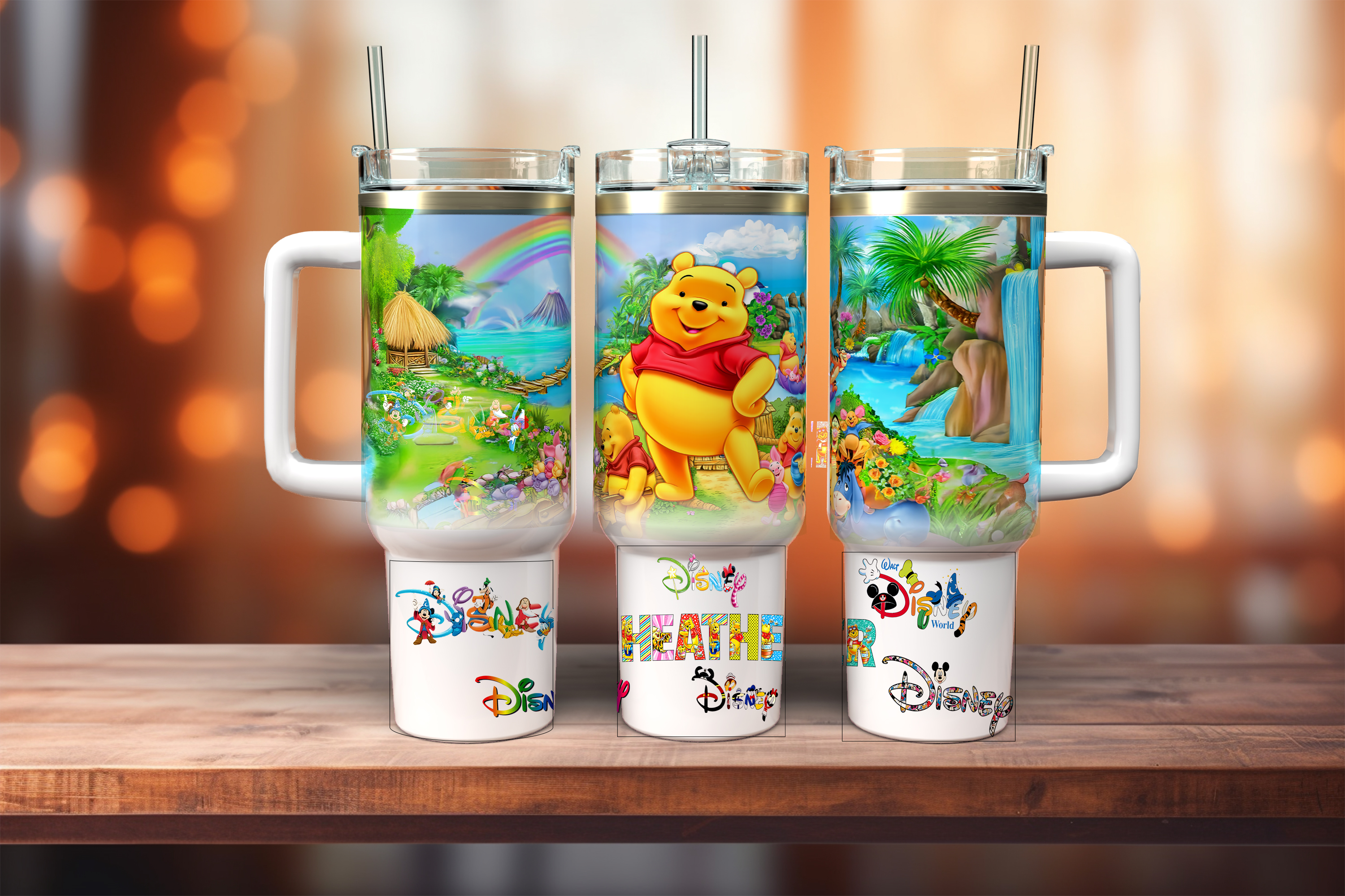 🥤Pooh Bear Tropical Paradise Tumbler