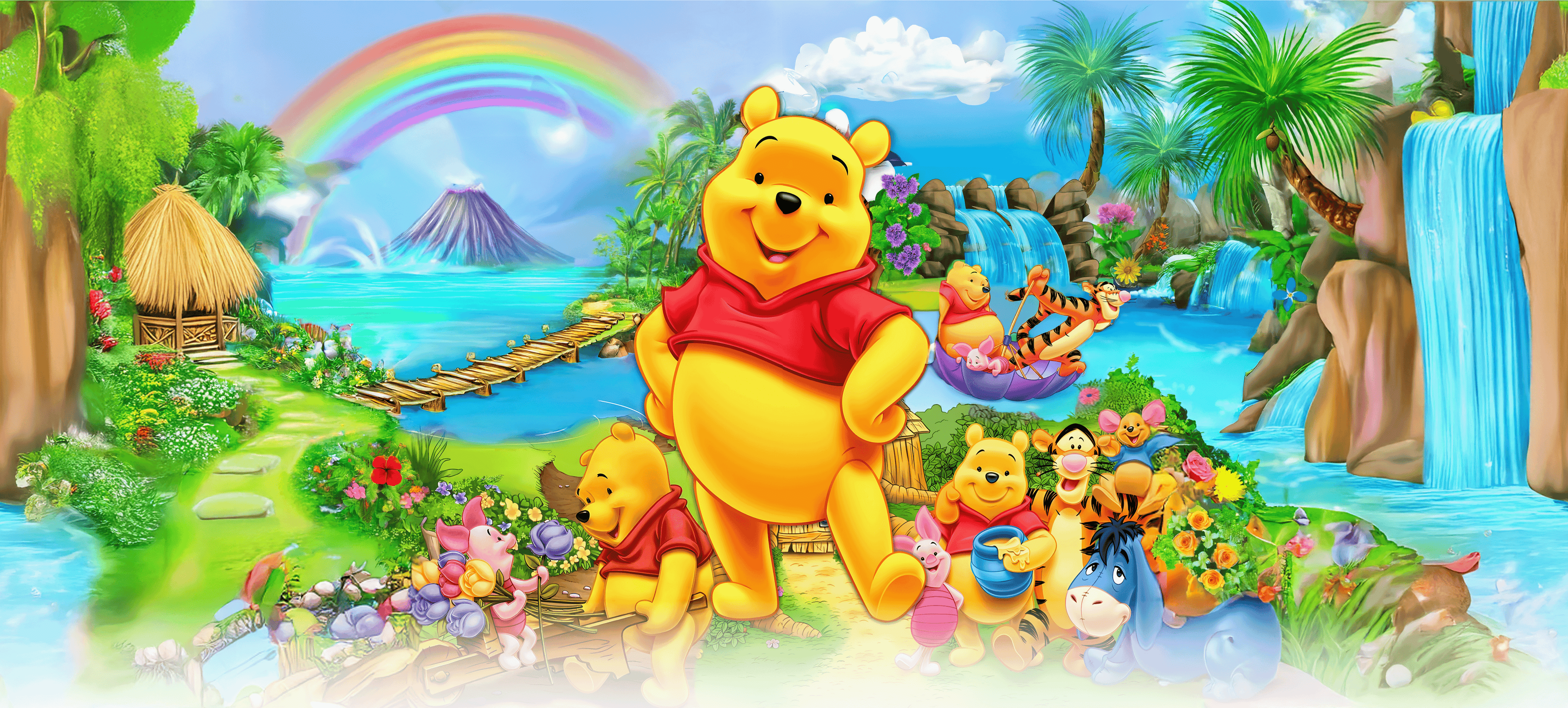 🥤Pooh Bear Tropical Paradise Tumbler