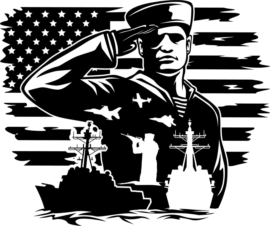 🎨Navy Military Flag Sailor Digital Art💚